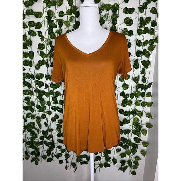 Abercrombie & Fitch Burnt Orange V-Neck Short Sleeve Top Size Small - Picture 1 of 5